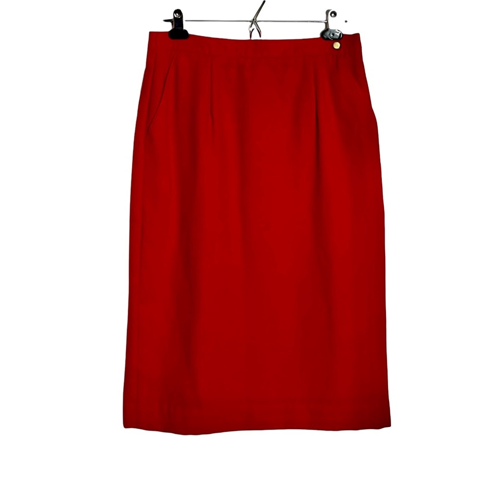 Vintage ILGWU red wool Made in the USA pleated maxi skirt Country Suburbans